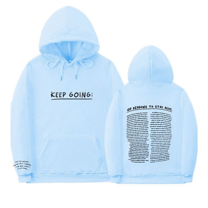 Letter Printing Long-sleeved Drawstring Hooded