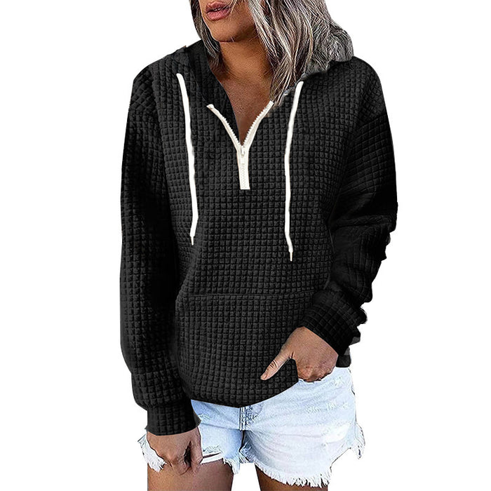 Women's Waffle Hoodie Sweater Coat
