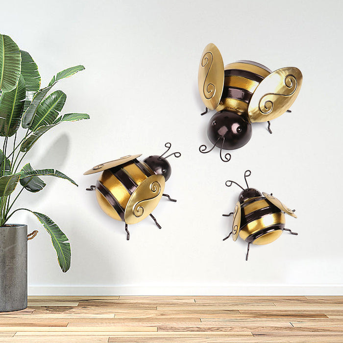 Idyllische Bienen-Wanddekoration aus Eisen